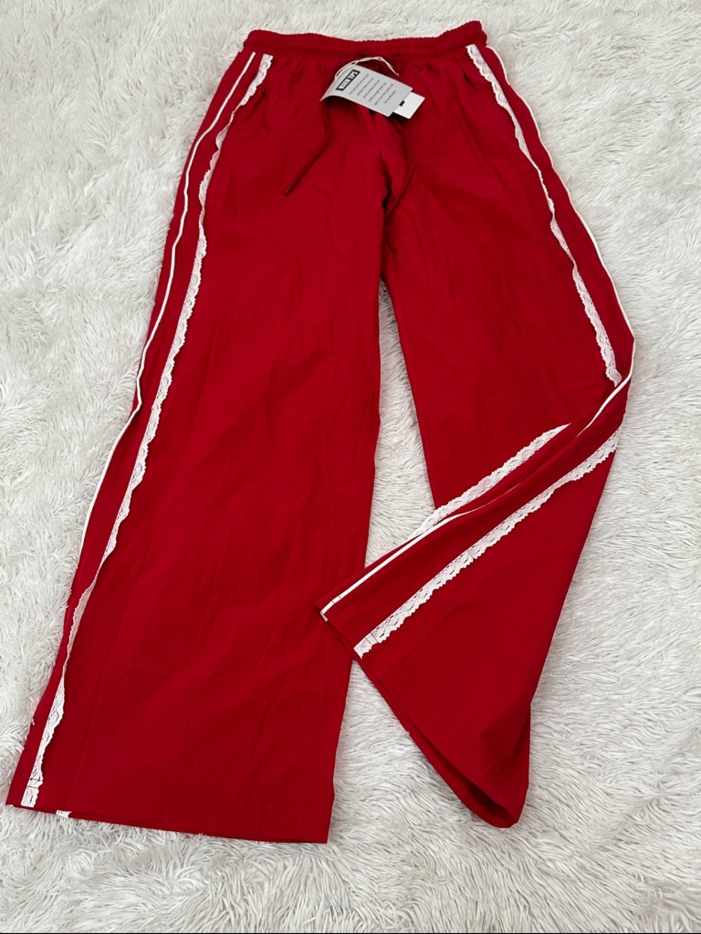 ❤️ NWT YeoKou Wide Leg Lace Detail Track Pant
